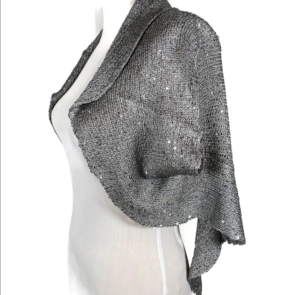 YA Los Angeles, Silver Shrug jacket with cap sleeves